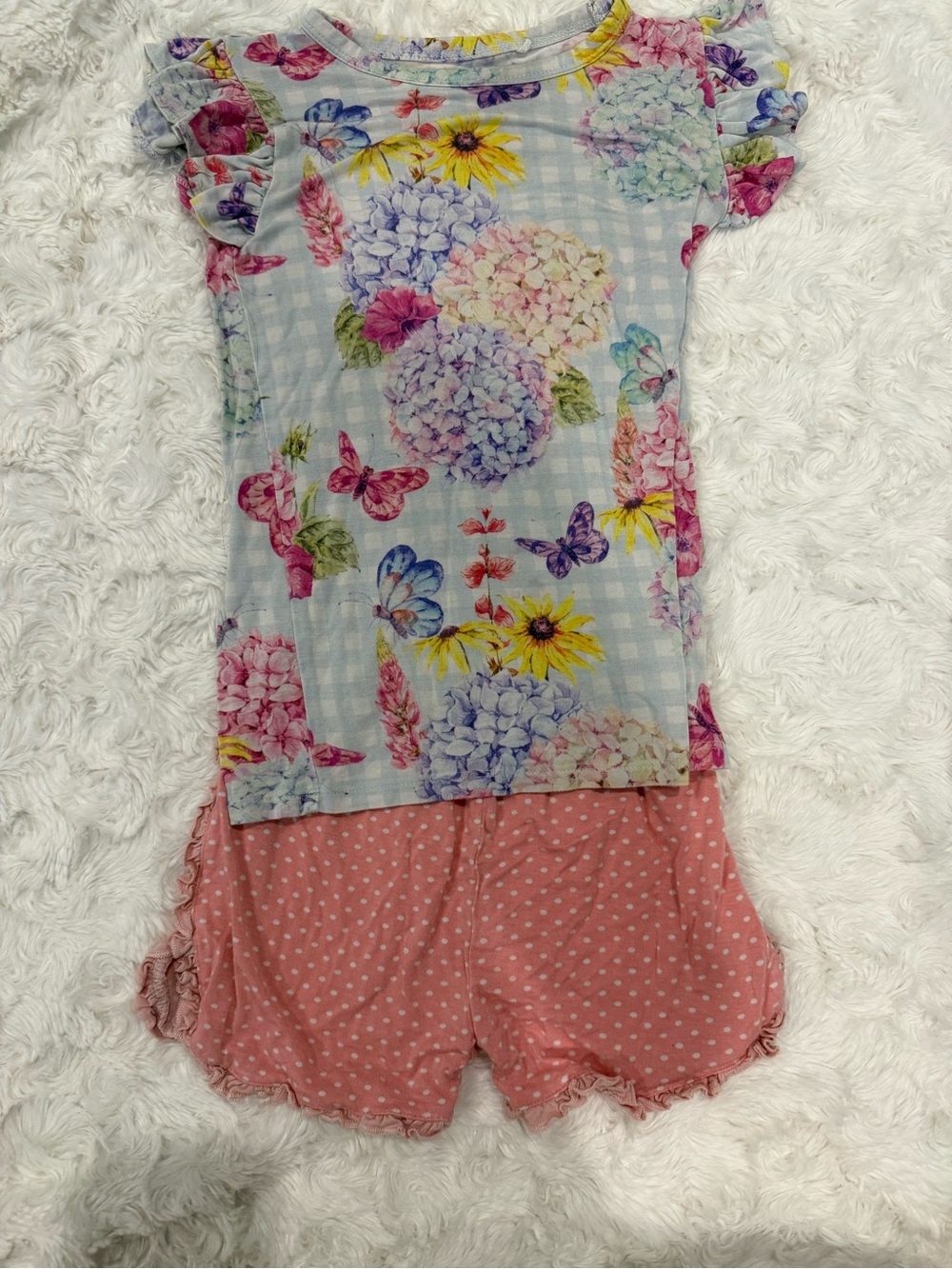 Posh Peanut Floral & Butterfly Pajama Set - Pastel Multi & Pink